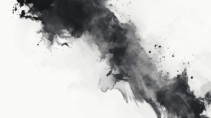Monochrome Watercolor Wash Background with Ink Blots