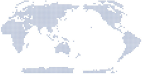 Simplified world map (APAC view, Robinson projection) with blue square grid © Terry
