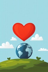 Fototapeta premium A community mural featuring a giant heart encircling Earth.