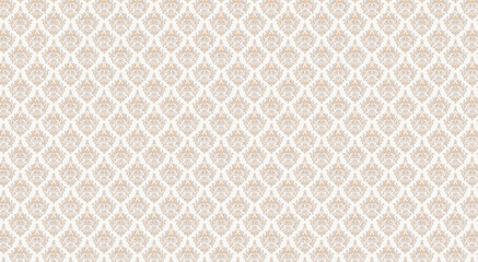 Fototapeta premium Vector Elegant Geometric Quatrefoil Pattern in Beige and White Seamless Art Deco Inspired Ornamental Background