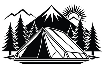 camping tent silhouette vector isolated on a white background