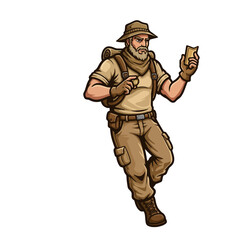 Fototapeta premium Explorer with Map Cartoon Character