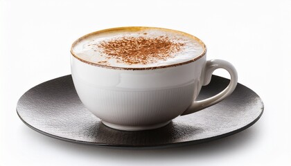 cup of sweet cappuccino coffee isolated on transparent background