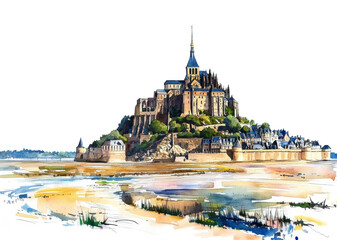 Obraz premium PNG Mont-Saint-Michel architecture illustration saint-michel.