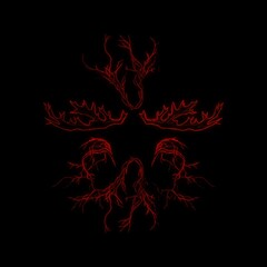 abstract  element, red on black background 