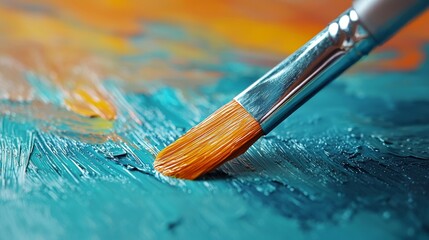 Obraz premium Brush and paintbrush on paper, a blank canvas for artistic expression creative exploration