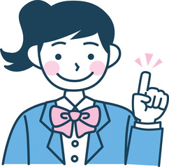 ポニーテールのブレザー制服の学生のベクターイラスト