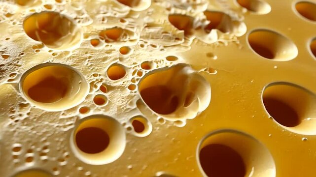 Close-up of Swiss Cheese Texture: A Culinary Macro Photography