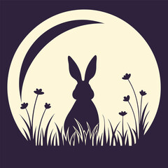 Moonlit Bunny Scene Enchanted Nighttime Forest with Glowing Rabbits