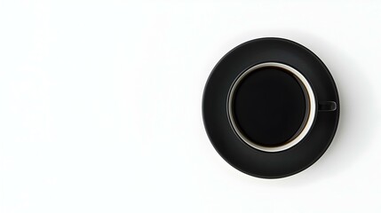 Black coffee in a coffee cup top view isolated