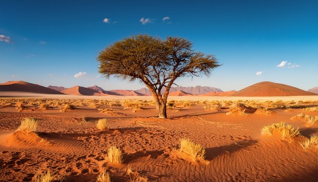 arbre au milieu du desert en namibie