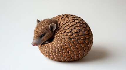 Obraz premium Serene slumber, A curled pangolin in peaceful repose, isolated shot