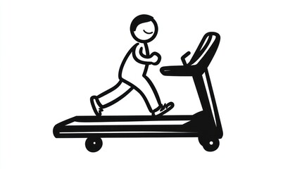 Fototapeta premium Man jogging on treadmill; fitness, workout, health