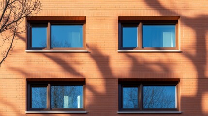 Obraz premium Facade of a building with windows and shadows