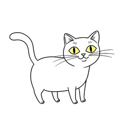 White Cat with Yellow Eyes Minimal Logo Design