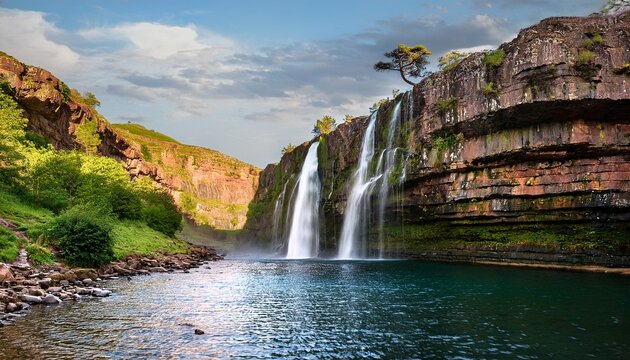 cascada de enramada waterfall cascading down rocky cliffs water cliffs