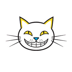 Obraz premium Grinning Cat Minimal Logo Design