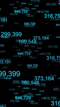 Floating random numbers data background. Big data, analytics, analysis concept