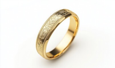 Intricately Designed Gold Ring on White Background for Jewelry Display, Showcasing Unique Craftsmanship and Elegant Style, Perfect for Jewelry Enthusiasts and Online Retail.