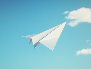 Paper Plane Soaring Blue Sky.