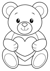 Obraz premium Teddy Bear with Heart: A simple, heart-shaped teddy bear illustration, capturing the timeless appeal of this beloved toy, and perfect for coloring pages or designs.
