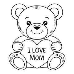 Obraz premium Bear Hug for Mom: An adorable teddy bear, holding a heart-shaped sign with 