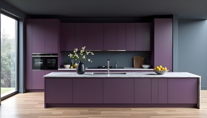 Purple modern kitchen interior