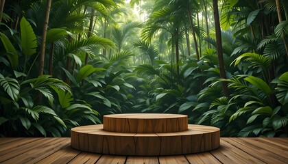 Wood table palm tree display for product display