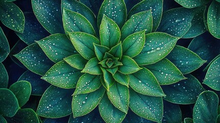 Fototapeta premium Dew-Kissed Succulent for Lush Green Pattern.