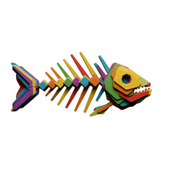 Obraz premium Colorful Geometric Fish Skeleton