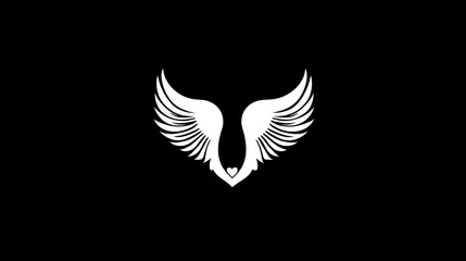 Fototapeta premium White wings symbol, dark background, design element