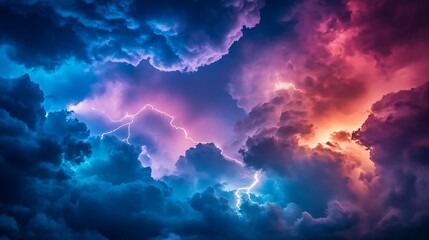 Fototapeta premium Electric Storm: A Symphony of Color and Power in the Night Sky