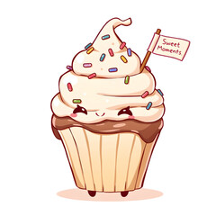 Cute Cupcake Illustration &ndash; Adorable Dessert PNG with Transparent Background
