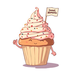 Cute Cupcake Illustration &ndash; Adorable Dessert PNG with Transparent Background