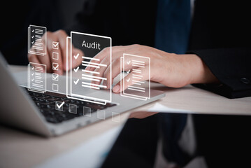 Business strategy and tax planning with financial reports and digital auditing tools for accurate...