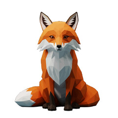 Obraz premium Polygonal Sitting Fox
