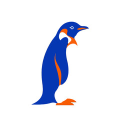 Blue and Orange Penguin Illustration Design