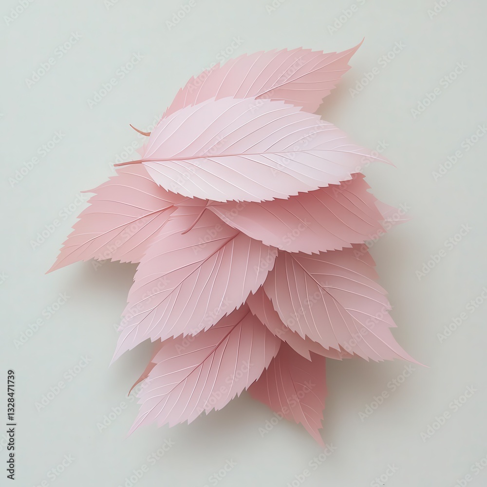 Poster textured leaf compositions layered with contrasting colors, creating depth and inviting viewers to a