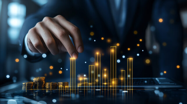 A businessman is engaged in managing cost reductions and quality improvements for efficient project management and growth strategies.