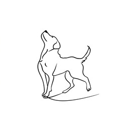 Thin Line Playful Dog Illustration - 細線遊ぶ犬イラスト