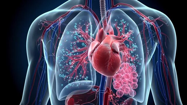 Human Heart and Circulatory System Animation Showing Blood Flowing