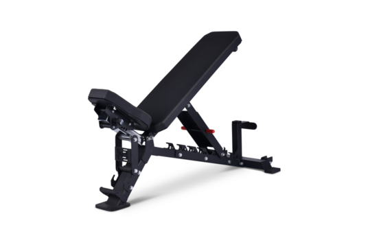 black gym exercise bench isolated on transparent background