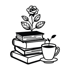 book with floral vector illustration, Book Reader clipart design, books and Nature Art
