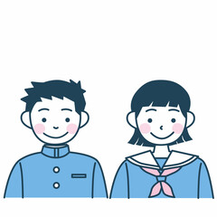 笑顔のセーラー服と学ランの学生