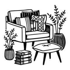 Naklejka premium Book lover vector illustration, Book Reader clipart design, librarian reading Art