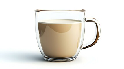 Glass cup of aromatic coffee with milk isolated