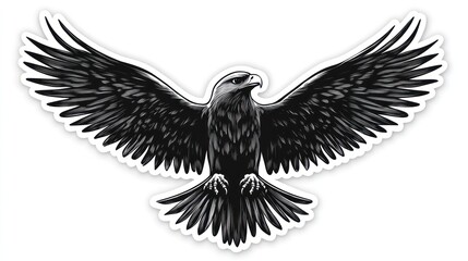 Obraz premium Majestic eagle in flight, white background, nature, freedom