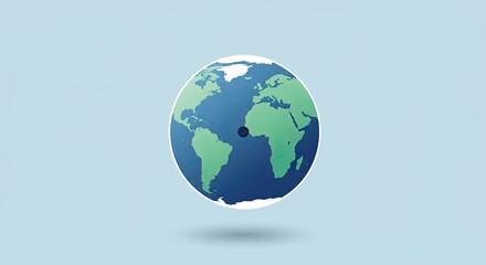 Naklejka premium Simplified earth globe on blue background with shadow effect
