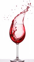 Fototapeta premium Dynamic splash of red wine in crystal glass captures elegance and motion