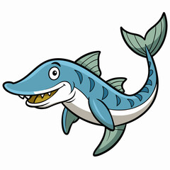 sturgeon vector art illustration with hand and leg